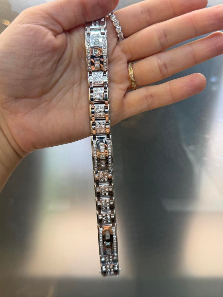 18KT Wit Goud- 79.78 Gram - Armband -Diamanten -Herenarmband
