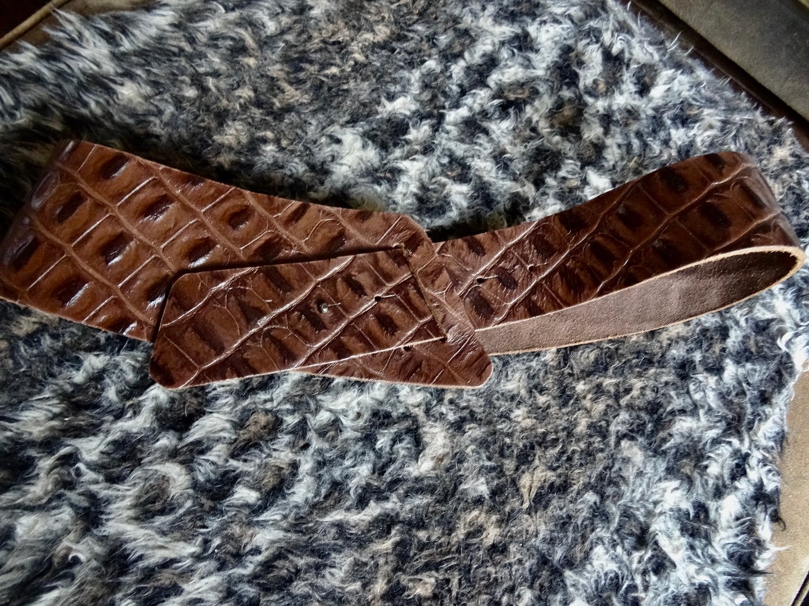 Riem croco print bruin leer.   Mt 95, Ophalen of Verzenden, Zo goed als nieuw, Bruin, 90 tot 100 cm