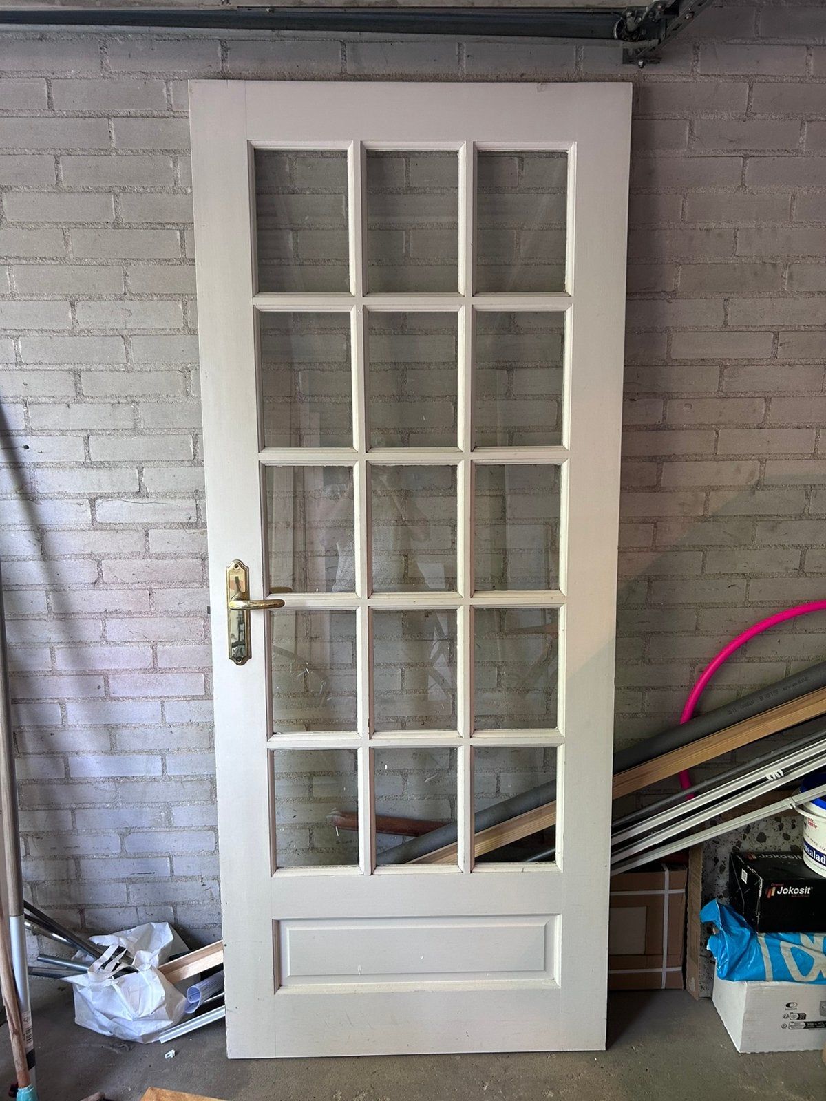 Binnendeur met glas (stompe deur), Doe-het-zelf en Verbouw, Deuren en Horren, Ophalen, Gebruikt, 80 tot 100 cm, Binnendeur