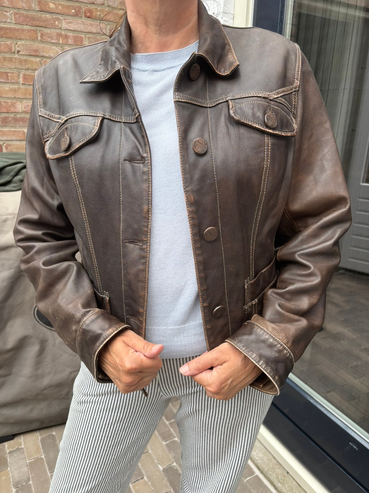 Mooie leren jas, Kleding | Dames, Jassen | Zomer, Verzenden, Zo goed als nieuw, Maat 46/48 (XL) of groter, Bruin