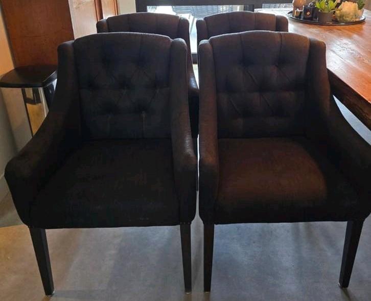 Set van 4 Keijser & Co eetkamerstoelen - Zwart, Huis en Inrichting, Stoelen, Ophalen, Gebruikt, Zwart, Vier