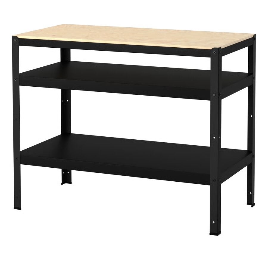 IKEA BROR werkbank zwart/grenen 110x55 cm, Ophalen, Gebruikt