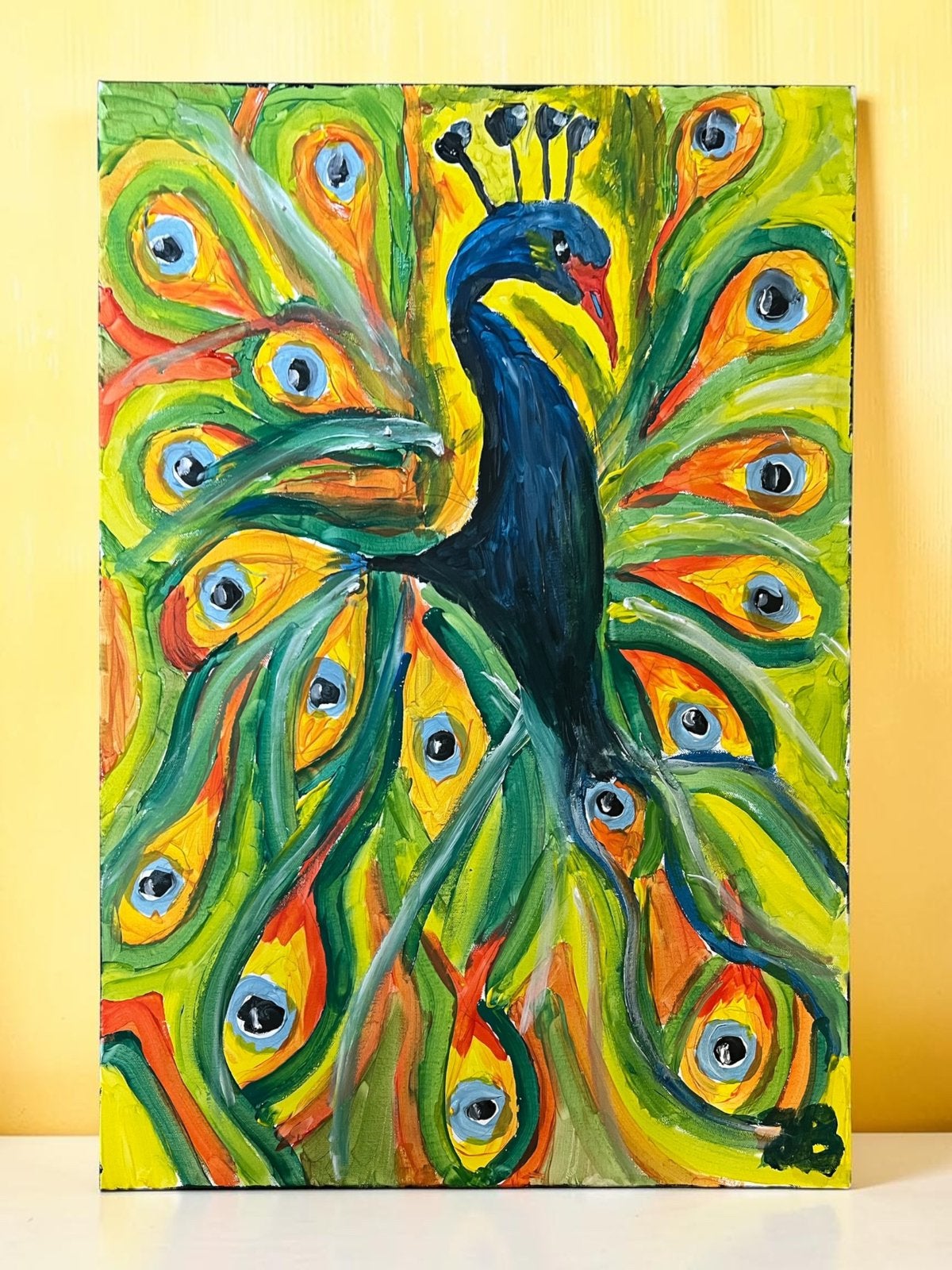 Schilderij pauw te koop, Ophalen