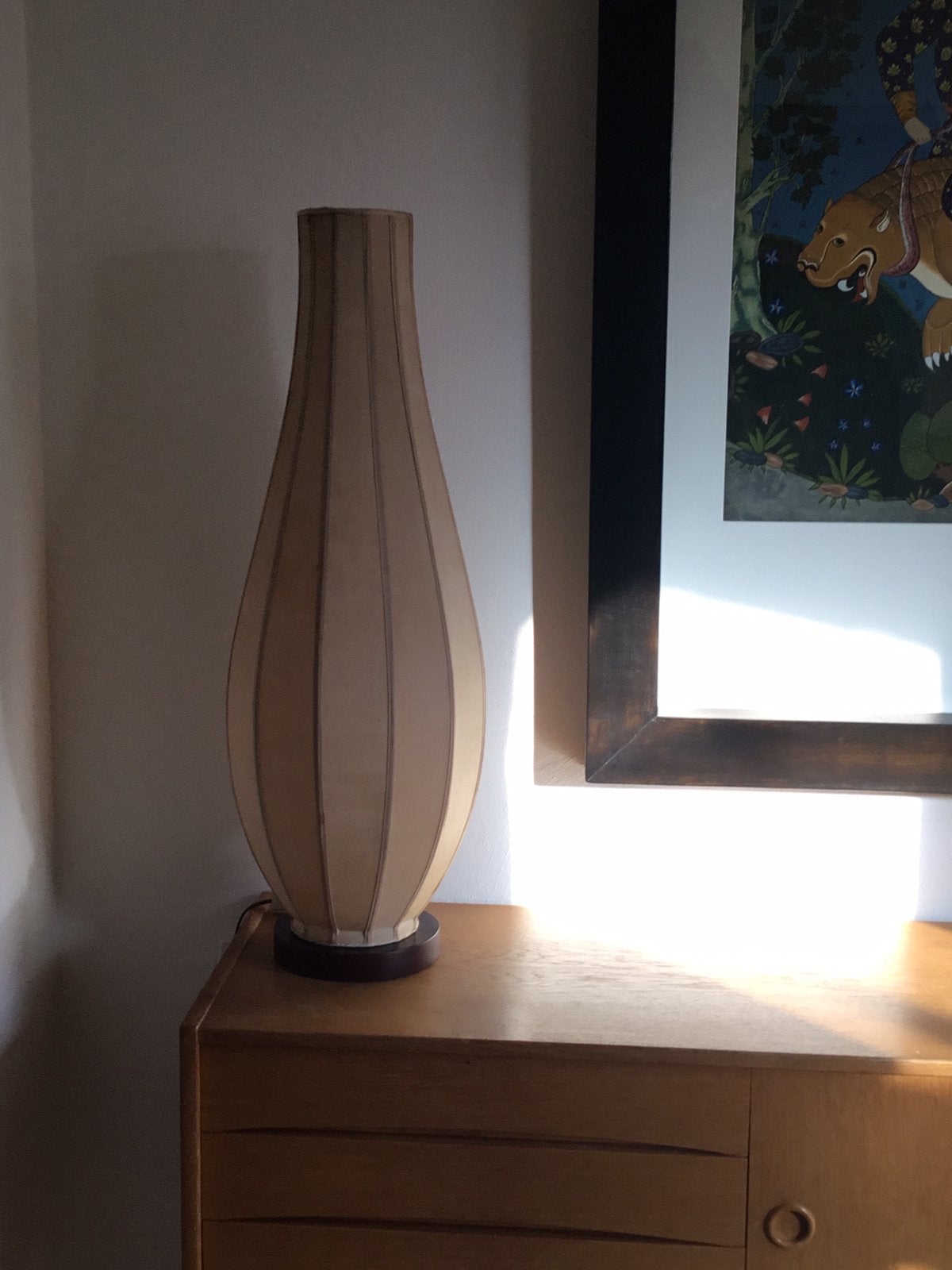 Vintage Cocoon Lampen 60’s, Huis en Inrichting, Gebruikt, Italian Design, Hout, Minder dan 100 cm