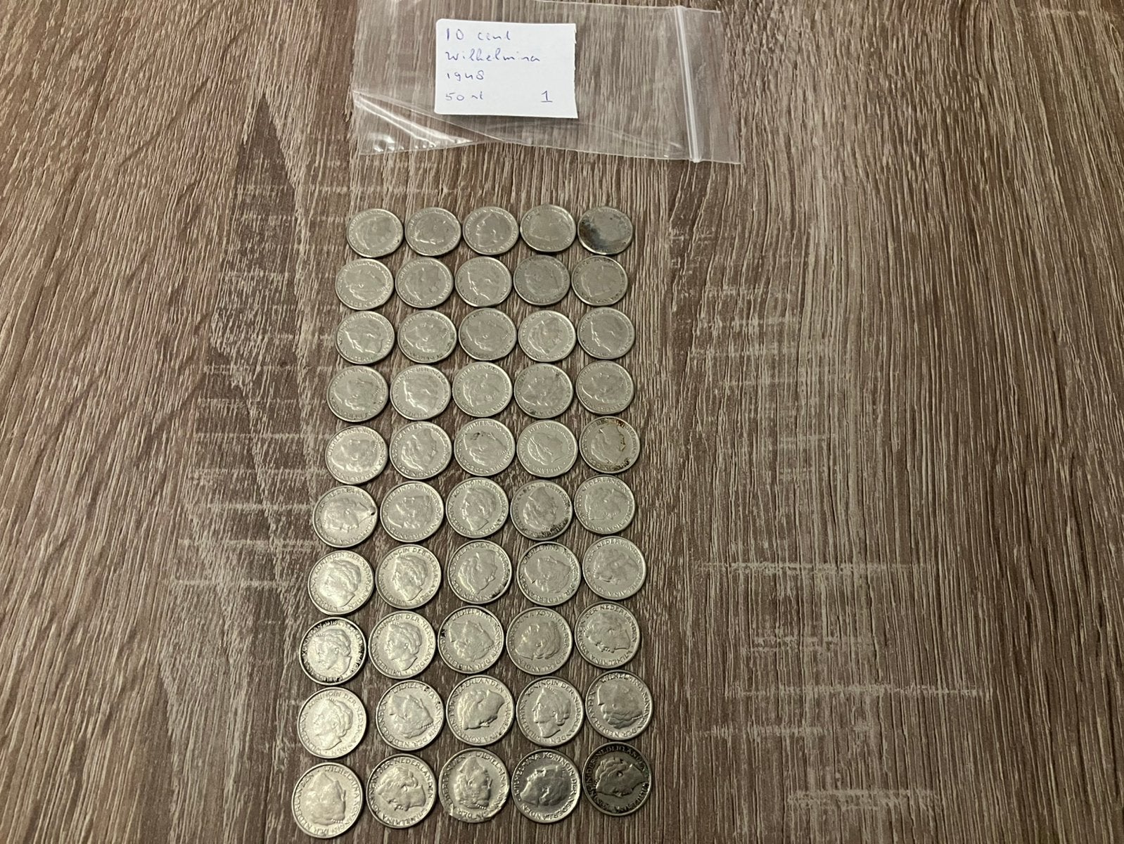 10 cent gulden 1948 jaar 50 stuks., Ophalen of Verzenden, Koningin Wilhelmina, 10 cent, Setje