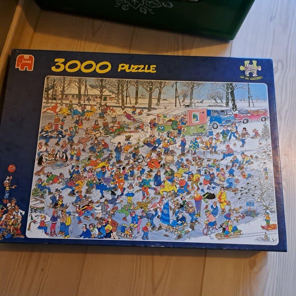 Jan v Haasteren - Op Glas IJs - 3000 stukjes, Ophalen of Verzenden, Meer dan 1500 stukjes, Zo goed als nieuw