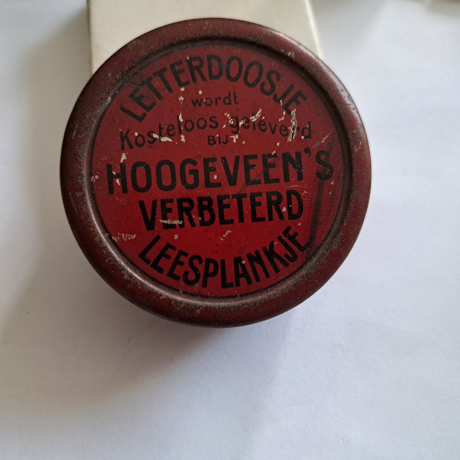 oud blikje letterdoosje leesplankje, Verzenden