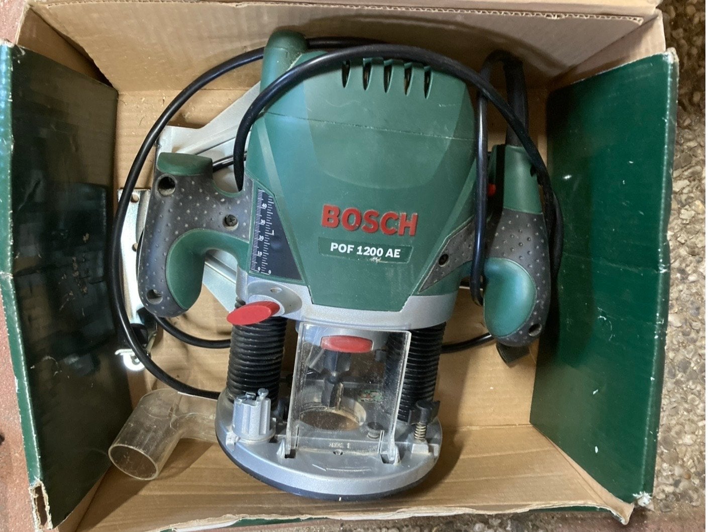 Bosch POF 1200 AE Bovenfrees met frezenset, Ophalen of Verzenden, Gebruikt, Elektrisch, Bovenfrees