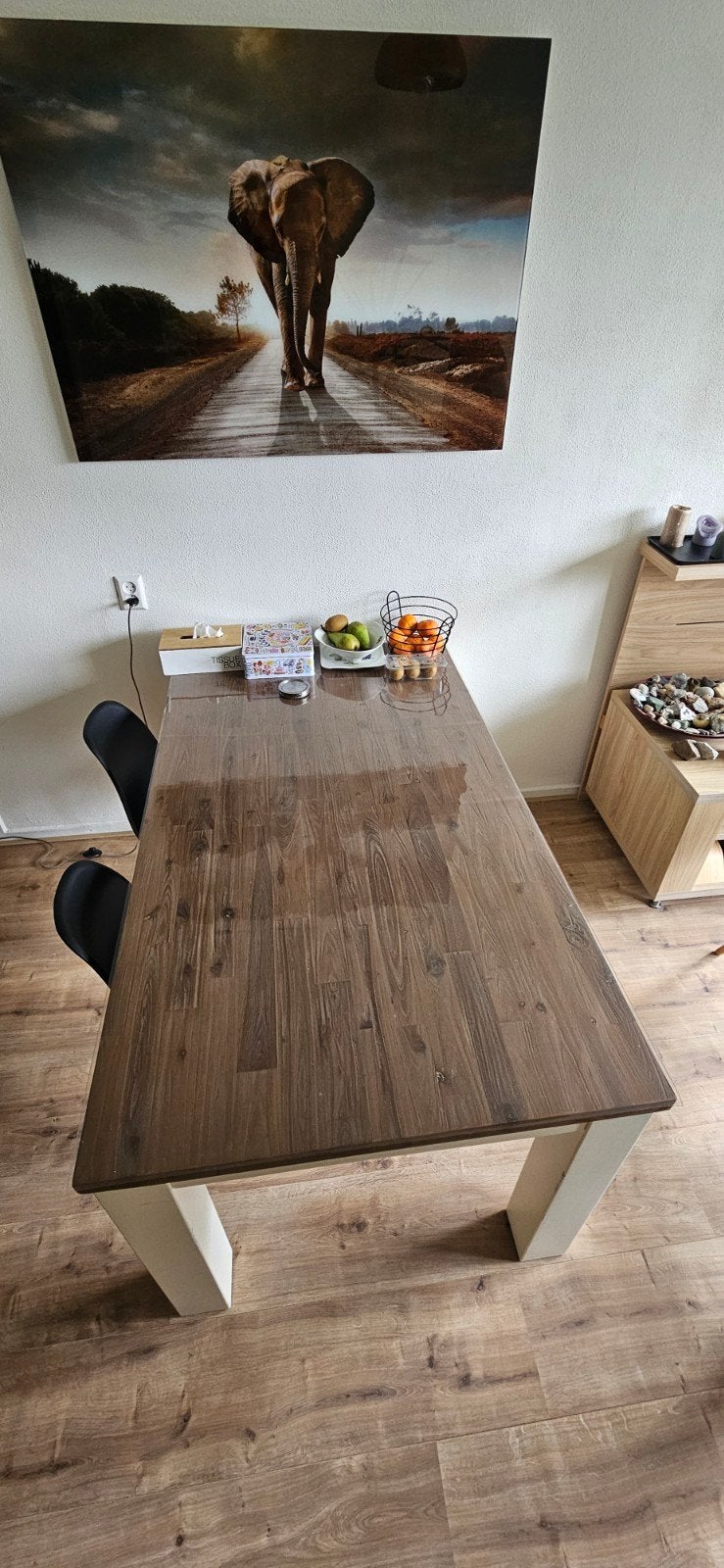 Eettafel 160 bij 90 bij 80 hoog, Ophalen, Teakhout, 50 tot 100 cm, Vijf personen of meer