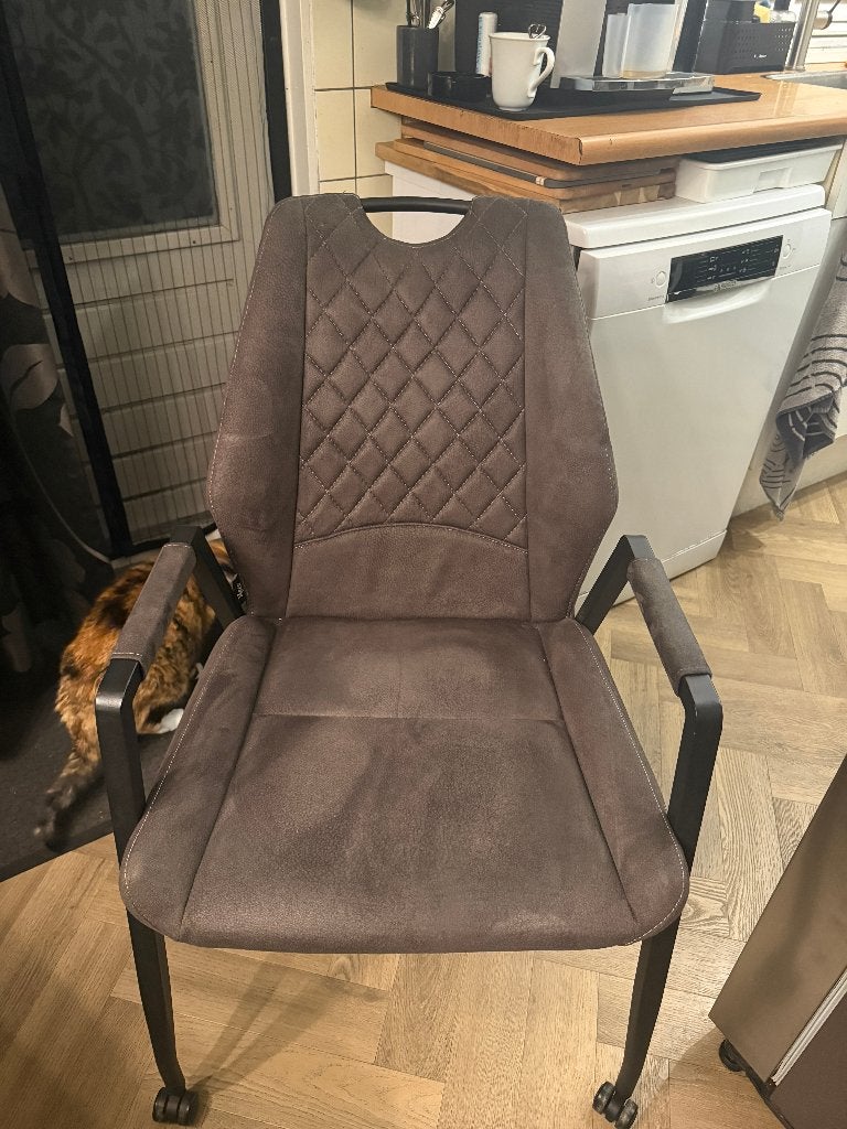 Antraciet stoelen microvezel 3 stuks, Huis en Inrichting, Stoelen, Ophalen, Drie, Leer, Zo goed als nieuw
