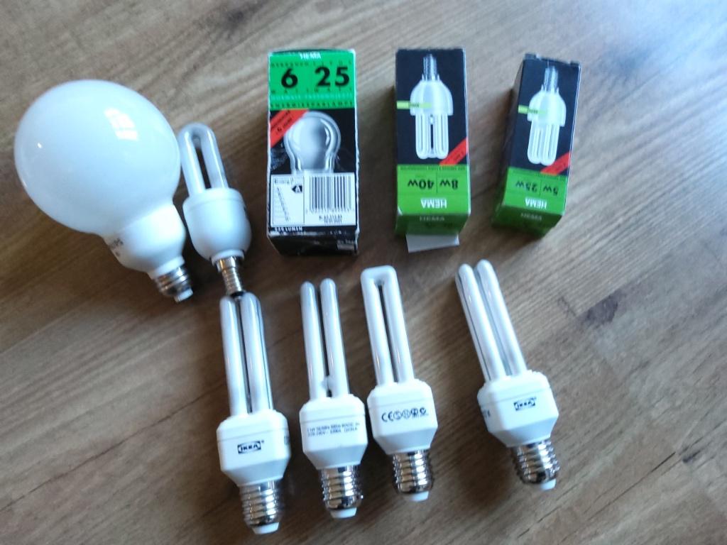 9 Spaarlampen E27 E14 peertjes lampen lamp Philips Ikea Hema, Led-lamp, Gebruikt, Minder dan 30 watt, E27 (groot)
