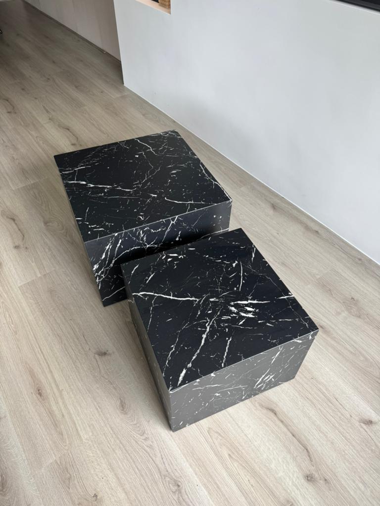Marmeren salontafels, Huis en Inrichting, Tafels | Salontafels, 50 tot 75 cm, Vierkant, Zo goed als nieuw, 50 tot 100 cm
