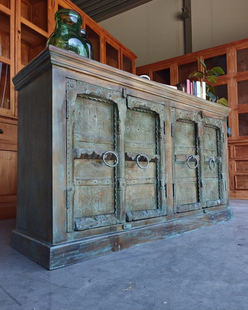 Prachtig antiek dressoir | Tv meubel | Groen patina #, Ophalen of Verzenden