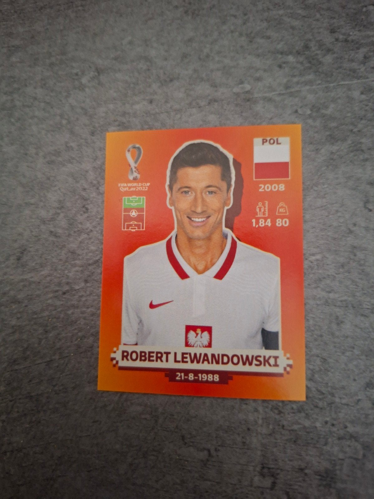 Panini sticker WK 2022 Qatar. Robert Lewandowski Polen., Verzenden, Zo goed als nieuw, Sticker