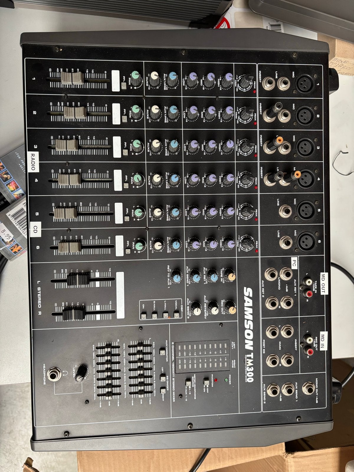 Samson TM300 6-kanaals mixer met 2x Limit luidsprekers, Ophalen, Gebruikt
