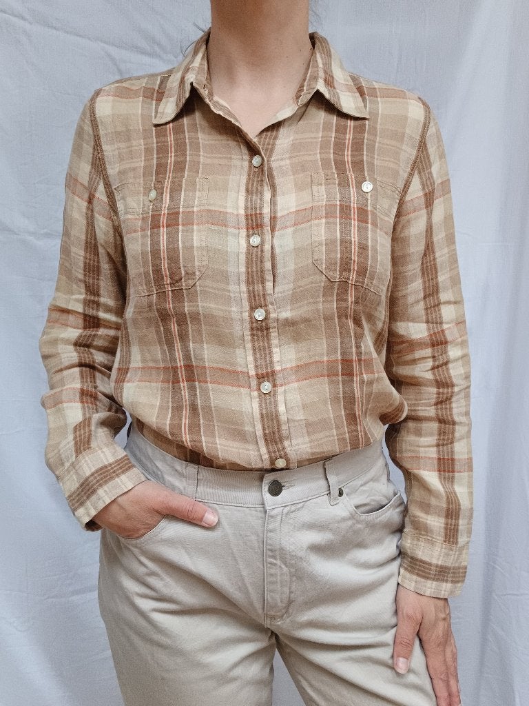 Lauren Ralph Lauren overhemd blouse maat M, Maat 38/40 (M), Bruin, Ophalen of Verzenden, Zo goed als nieuw