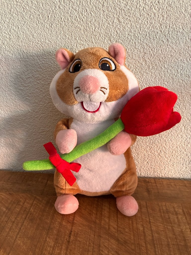 AH hamster knuffel met tulp. ZGAN. (Meer op FOTO's)., Albert Heijn, Hamster, Ophalen of Verzenden, Zo goed als nieuw