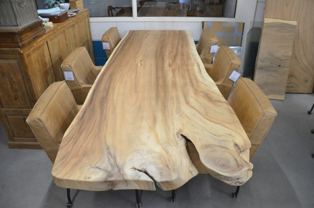 Boomstamtafel 300 cm suar -BT 264- 3 meter boomstamtafel, Overige houtsoorten, 100 tot 150 cm, Ophalen of Verzenden, Vijf personen of meer