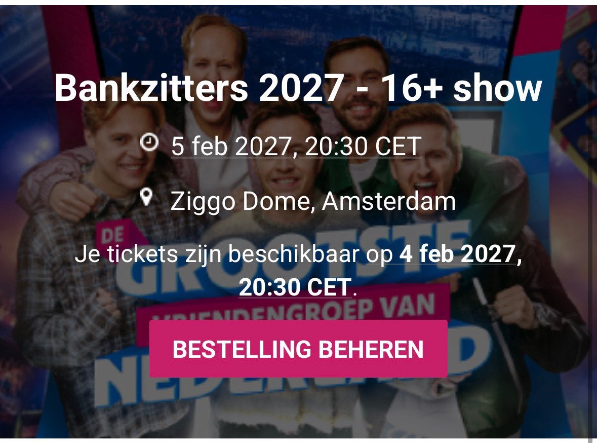 Te koop: 4 kaarten voor Bankzitters staanplaatsen