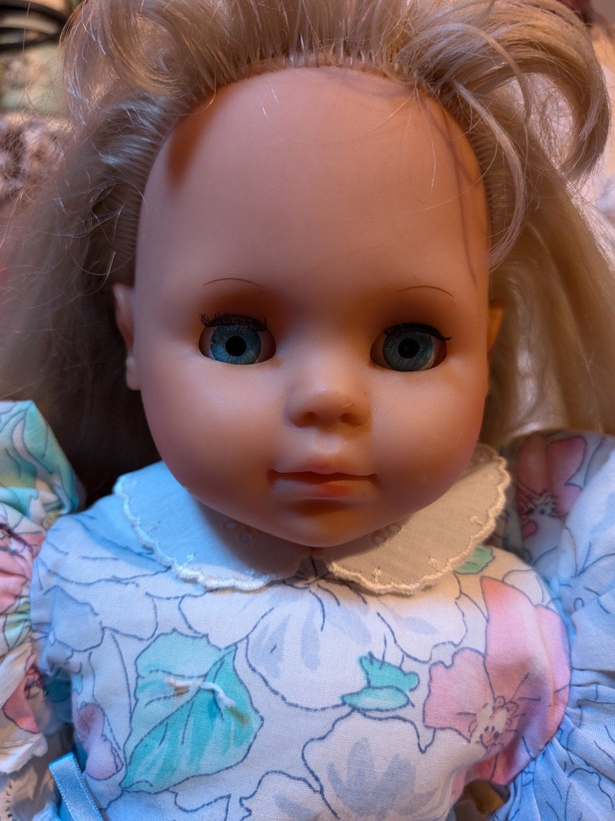 Zapf Creation Babypop met blond haar en bloemenjurk, Ophalen of Verzenden, Gebruikt, Babypop