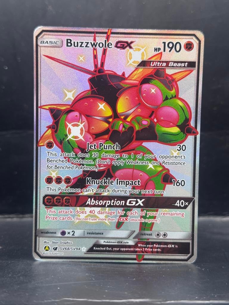 Pokemon Hidden Fates - Buzzwole GX SV68/SV94, Ophalen of Verzenden, Zo goed als nieuw