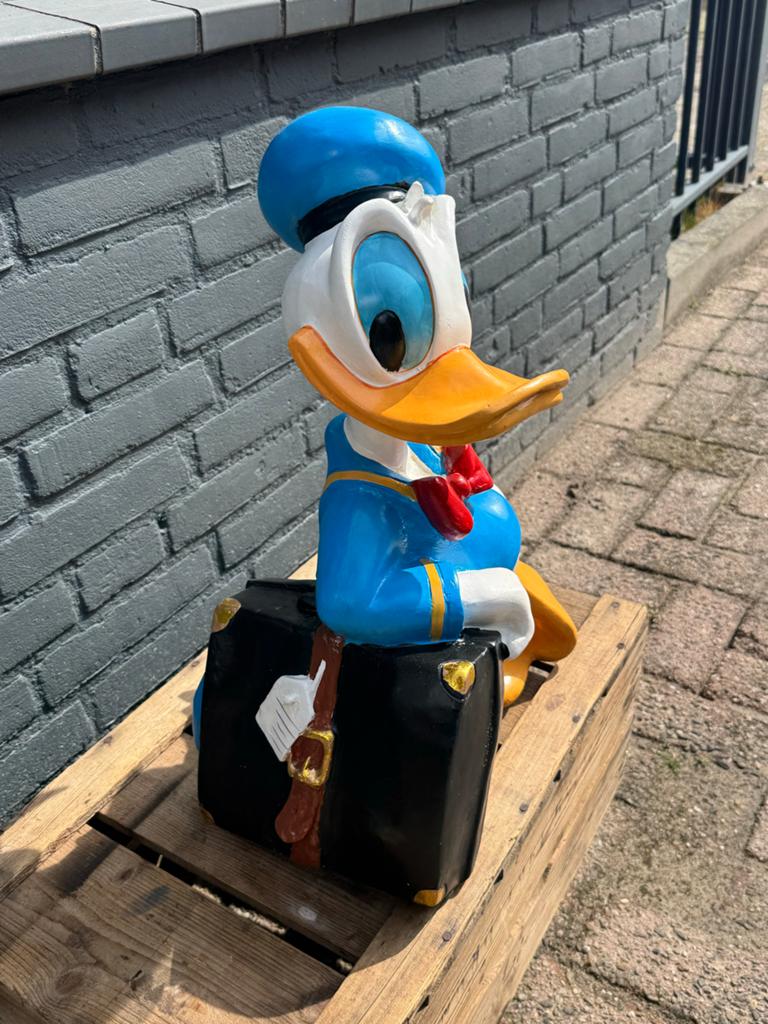 Grote Donald Duck Beeld met Koffer - Disney Figuur, Ophalen, Gebruikt, Beeldje of Figuurtje, .