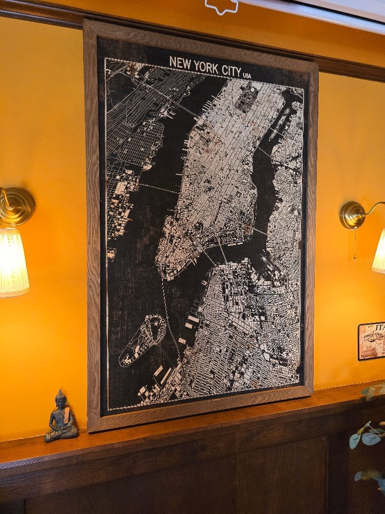 New York City, City Map retro/ kroeg stijl, Huis en Inrichting, Ophalen, 120 cm, Hout, Zo goed als nieuw
