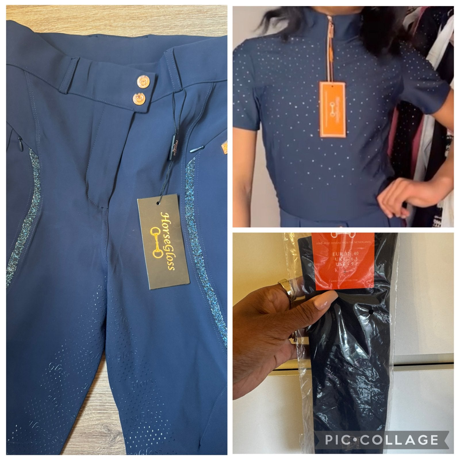 Splinternieuwe HorseGloss set maat S rijbroek/shirt/sokken, Dieren en Toebehoren, Ophalen of Verzenden, Zo goed als nieuw, Dressuur