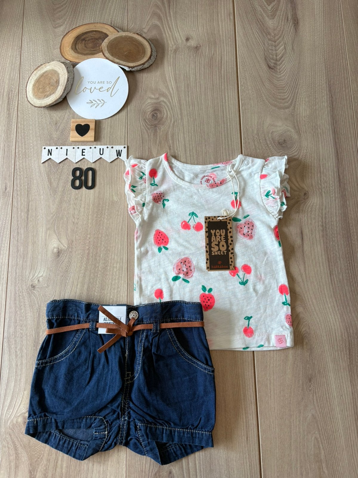 Baby meisje setje broekje hema, shirtje bakkaboe maat 80, Ophalen of Verzenden, Nieuw, Meisje, Setje