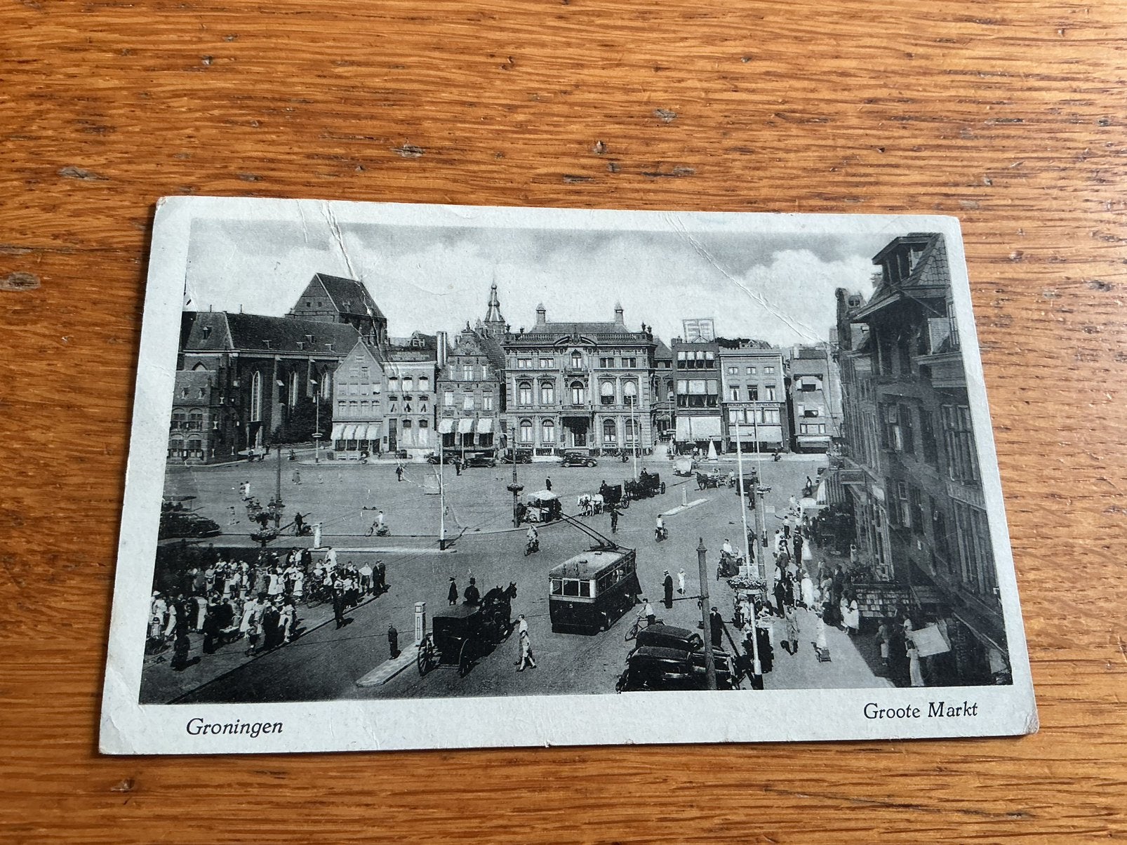 R107 Groningen Groote Markt trolleybus, Ophalen of Verzenden, Voor 1920, Groningen
