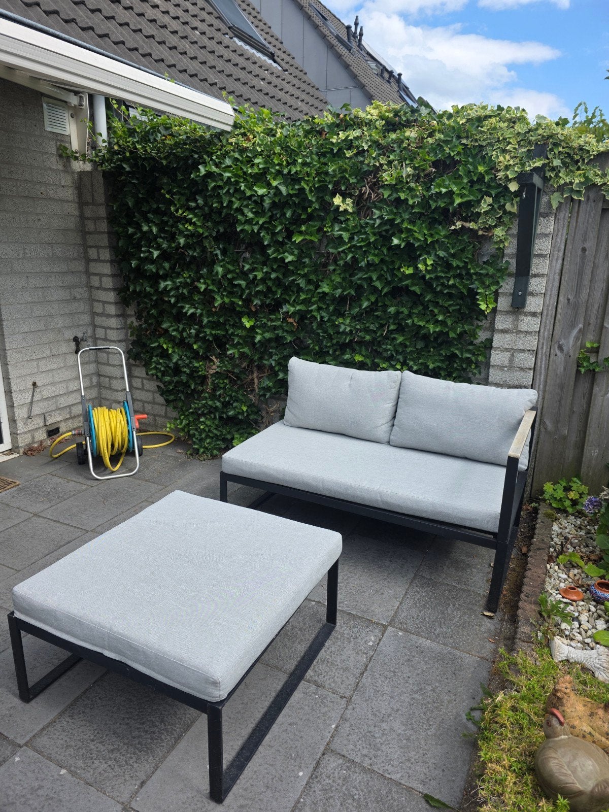 Loungeset met hocker van Leenbakker voor de tuin, Ophalen, Gebruikt, Bank, 3 zitplaatsen