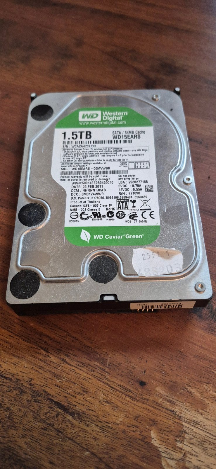 WD Caviar Green 1.5TB HDD - SATA Harde Schijf, Computers en Software, Intern, Ophalen of Verzenden, Desktop, 1.5TB