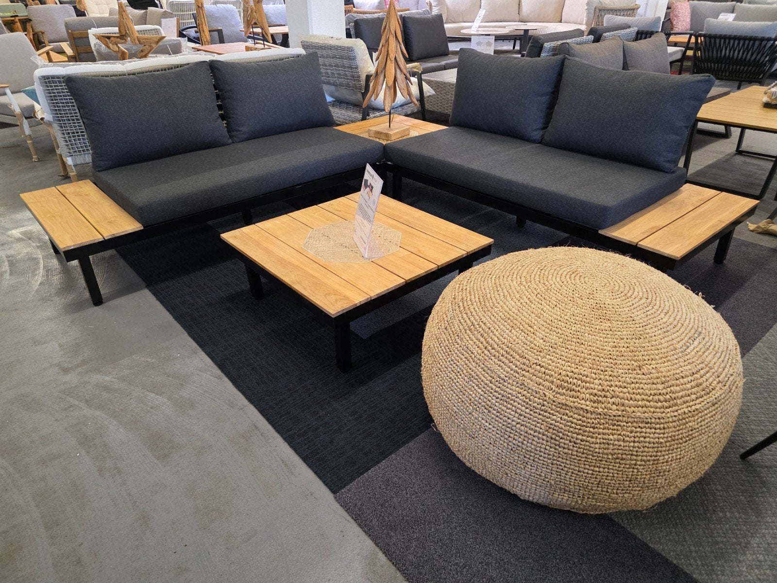 Sensline Star loungeset hoekbank antraciet / teak, Ophalen of Verzenden, Nieuw