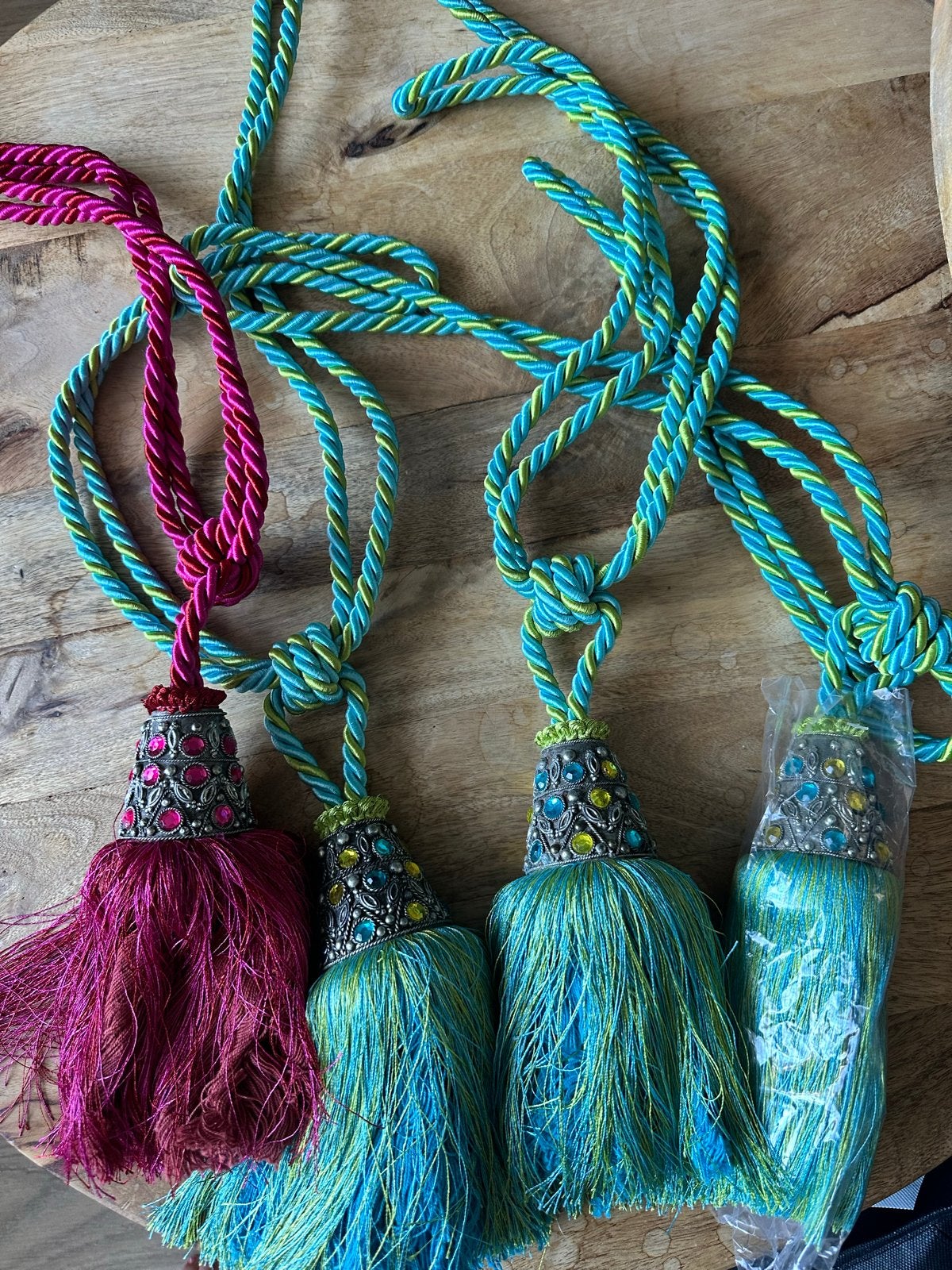 Boho Decoratieve gordijnhouders met kwast en kralen, Overige materialen, Overige merken, Ophalen of Verzenden, Zo goed als nieuw