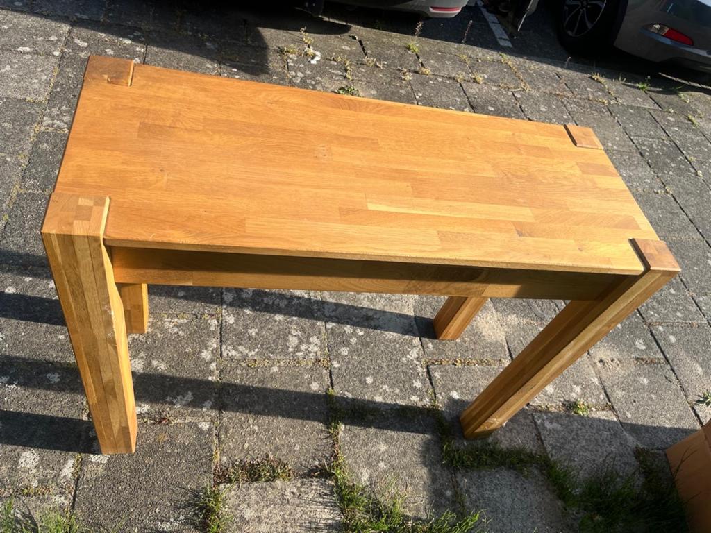 Massief eikenhouten sidetable / consoletafel met lade, Gebruikt, 100 tot 150 cm, Eikenhout, 75 cm of meer