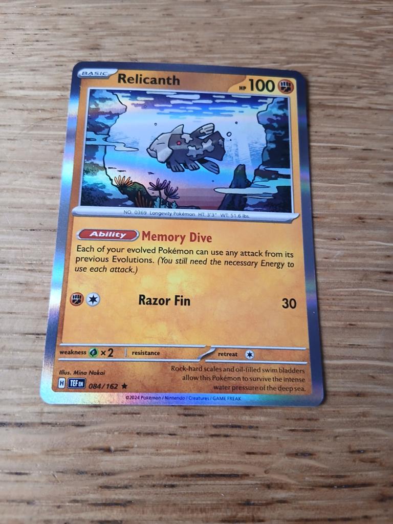Relicanth Pokémon Kaart 084/162  Basic, HP 100, Ophalen of Verzenden, Zo goed als nieuw, Losse kaart