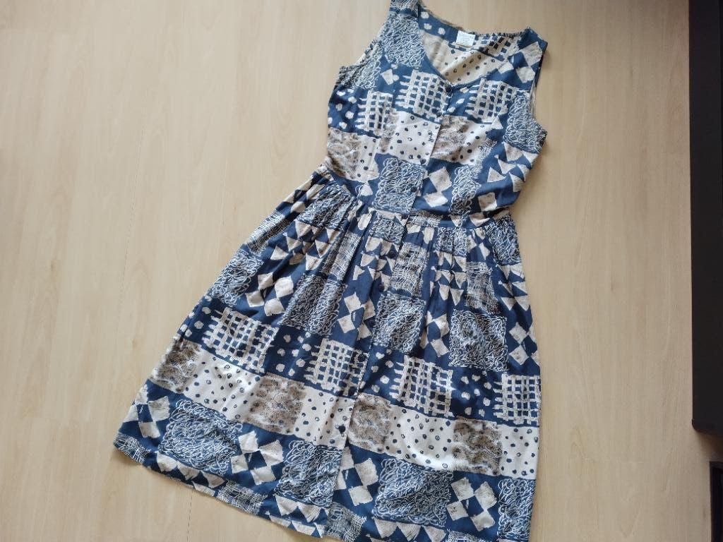 Jurk jaren '80 maat 42, Kleding | Dames, Jurken, Blauw, Maat 42/44 (L), Ophalen of Verzenden, Zo goed als nieuw