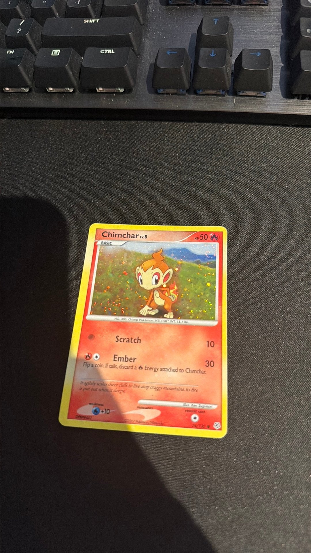 Chimchar 76/130 HOLO, Hobby en Vrije tijd, Verzamelkaartspellen | Pokémon, Ophalen of Verzenden, Zo goed als nieuw