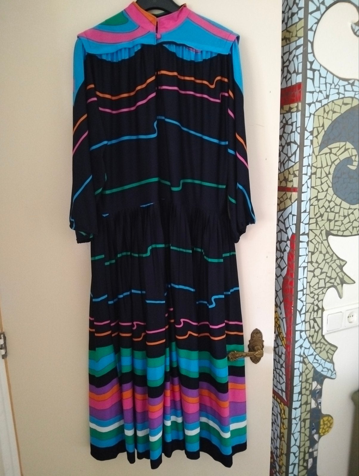 Vintage ARA Modell jurk - Kleurrijk gestreept, Kleding | Dames, Maat 38/40 (M), Meerkleurig, Ophalen of Verzenden, Zo goed als nieuw