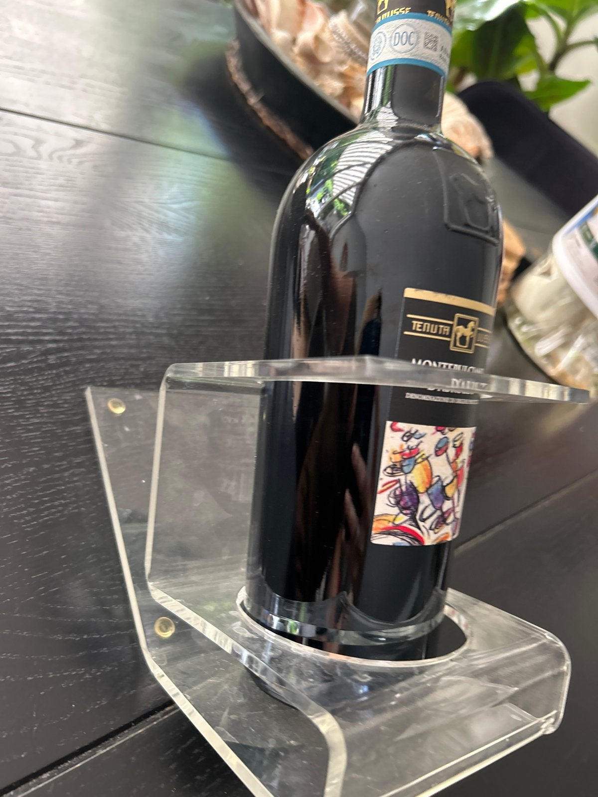 Wijnrekje van plexiglas voor 1 fles, Kunststof, Gebruikt, Ophalen of Verzenden, Minder dan 5 flessen