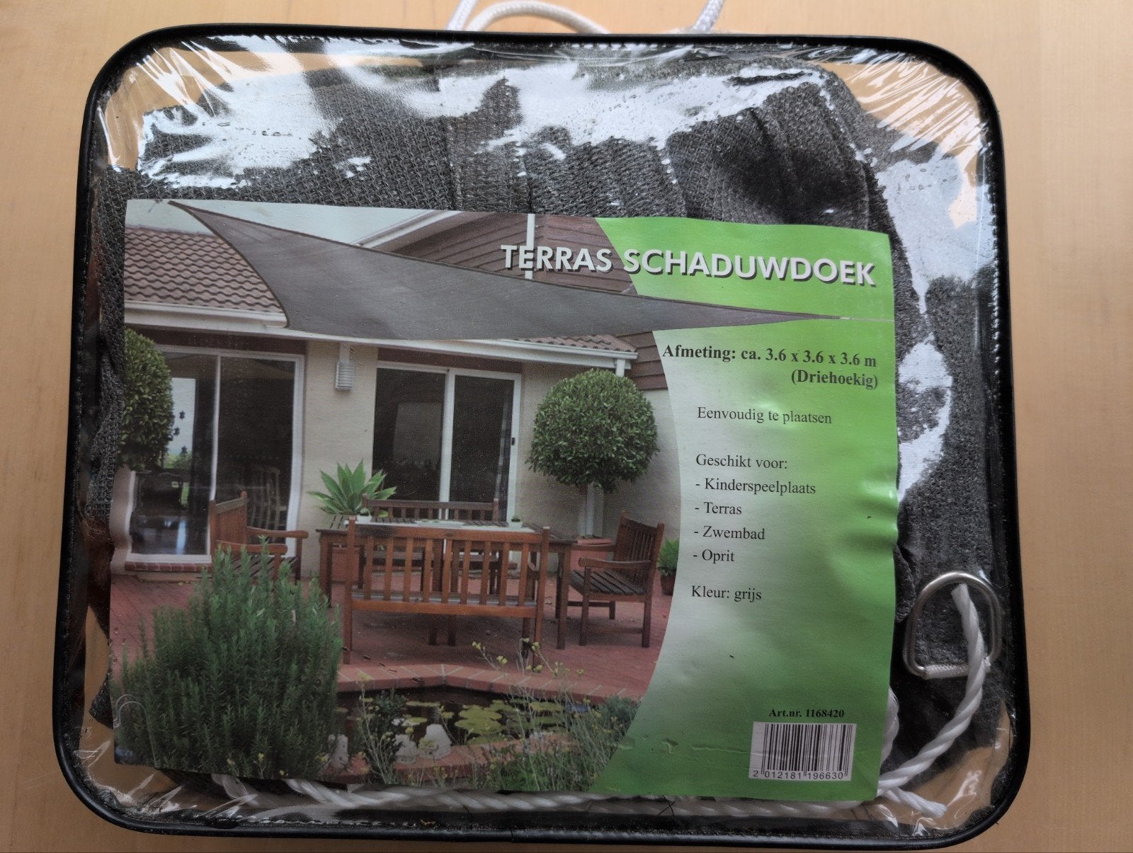 Terras Schaduwdoek Grijs - ca. 3.6 x 3.6 x 3.6 m, Tuin en Terras, Schaduwdoeken, Ophalen