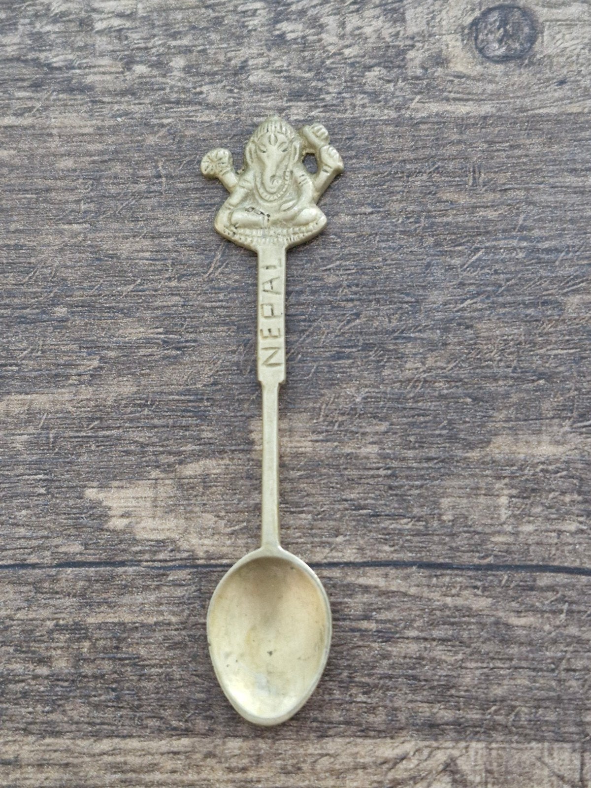 messing lepeltje uit Tibet - Hindoe-god Ganesha, Ophalen of Verzenden