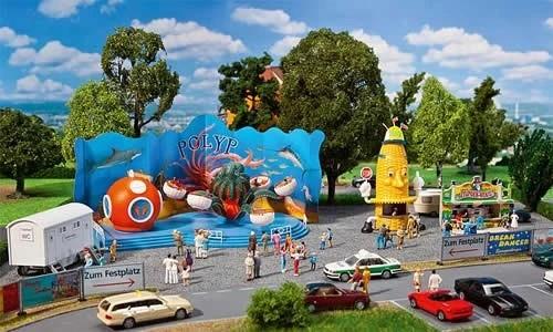 FALLER 140341: vijfdelige set bouwpakketten kermis met Polyp, Overige merken, Wisselstroom, Treinset, Nieuw