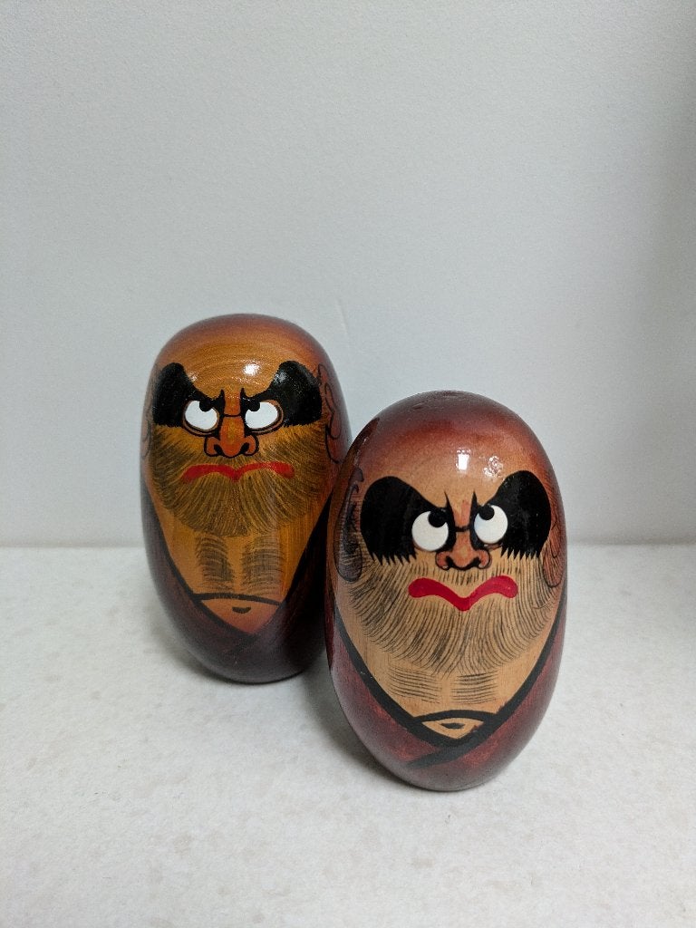 set kleine Darumas, Antiek en Kunst, Hout, Bruin, Ophalen of Verzenden, 9 cm