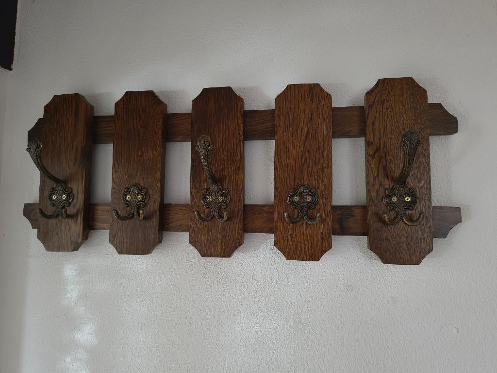 Kapstok eikenhout 13 haken, Zo goed als nieuw, Minder dan 100 cm, Hout, Ophalen