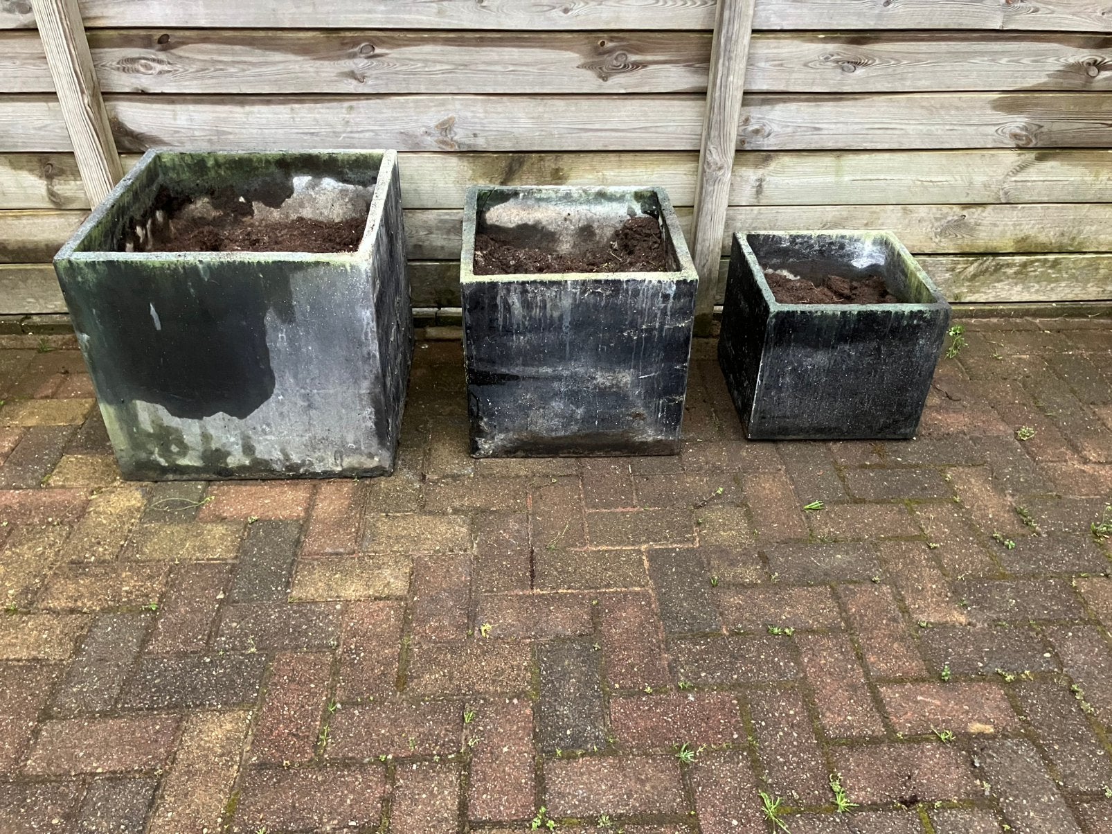 3 x bloembakken antraciet van kleur, Tuin en Terras, Ophalen, Kunststof