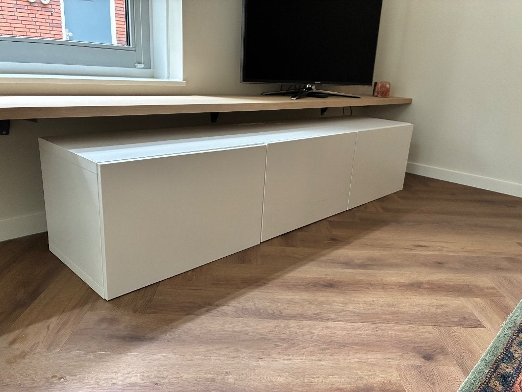 Tv-meubel zwevend wit Besta Ikea, Huis en Inrichting, Ophalen, Gebruikt, 150 tot 200 cm, Minder dan 100 cm