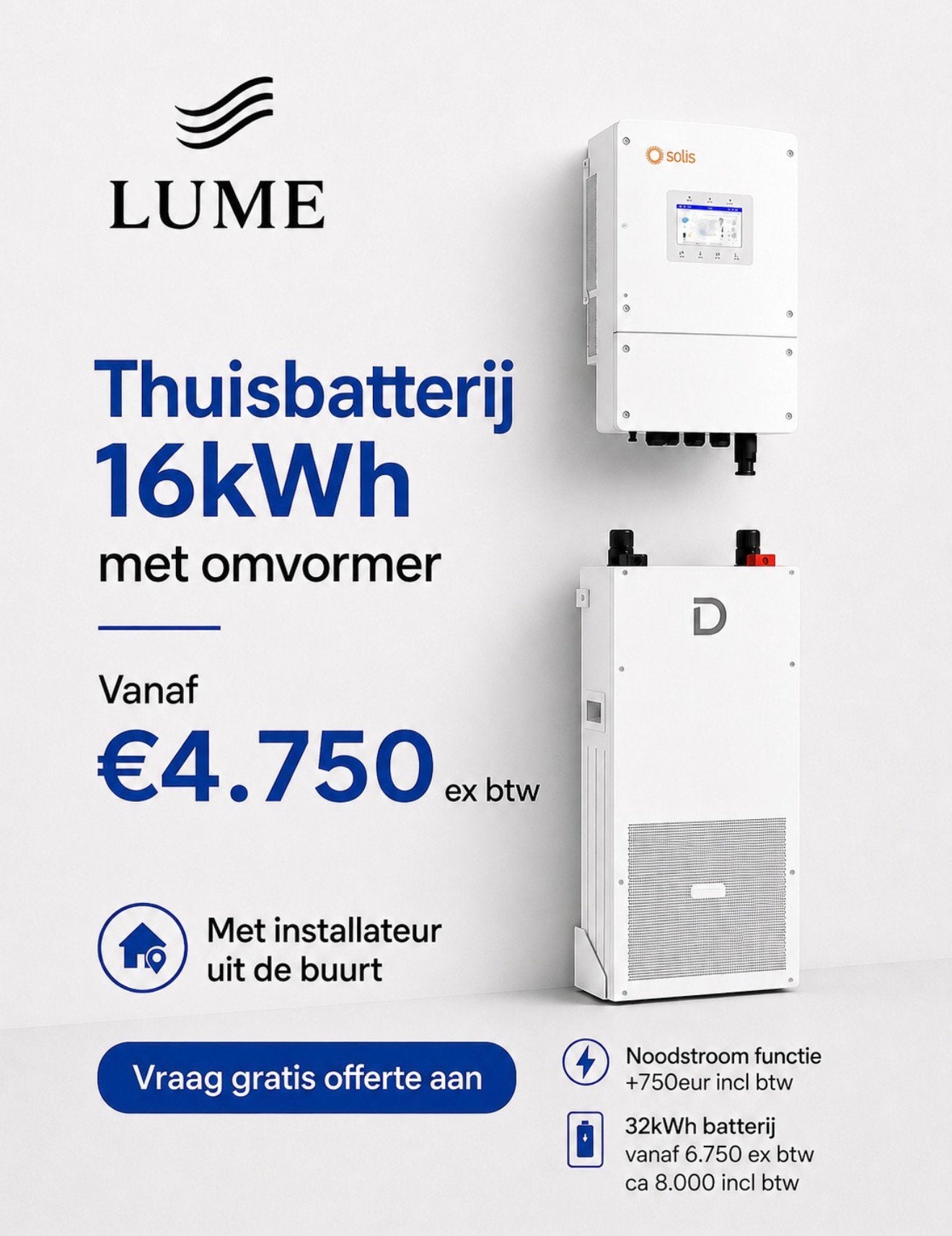 Thuisbatterij vanaf 16kWh inclusief installatie, Nieuw, Ophalen of Verzenden, Dyness, Info@dyness.nl
