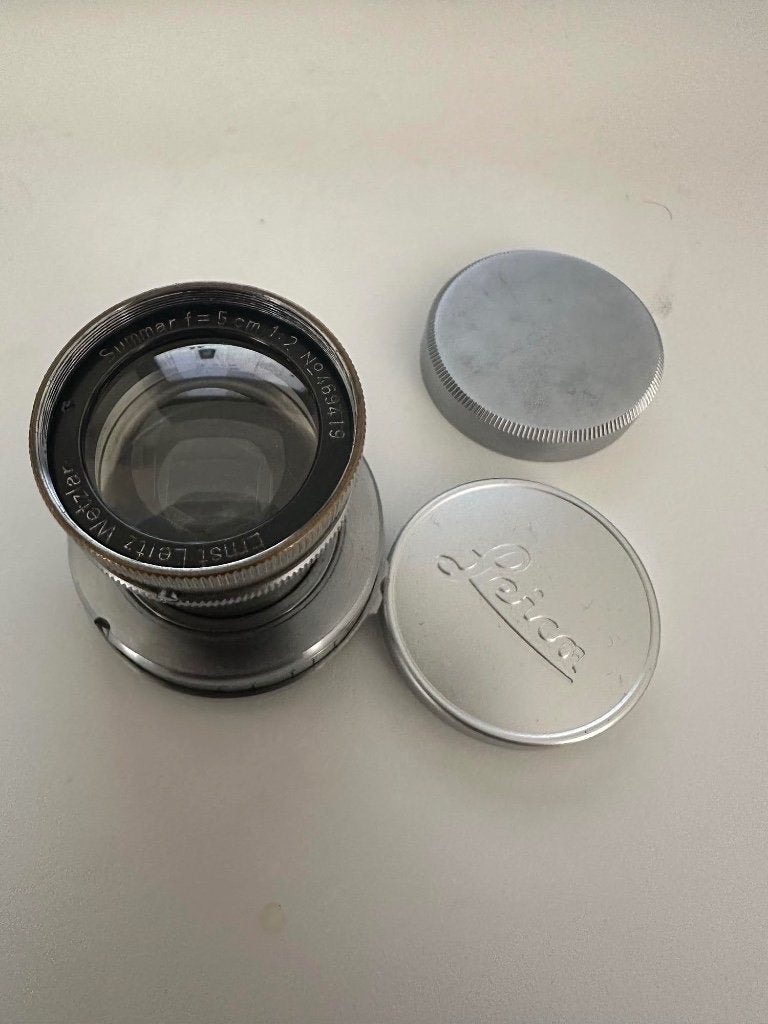 Leitz Leica Summar f2.0 50mm LTM, 39mm, zonnekap!, Audio, Tv en Foto, Gebruikt, Ophalen of Verzenden, Overige vattingen, Standaardlens