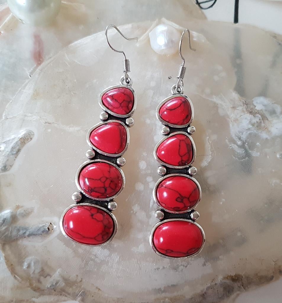 Bohemian Ibiza Oorbellen in Rood., Overige materialen, Hangers, Verzenden, Nieuw